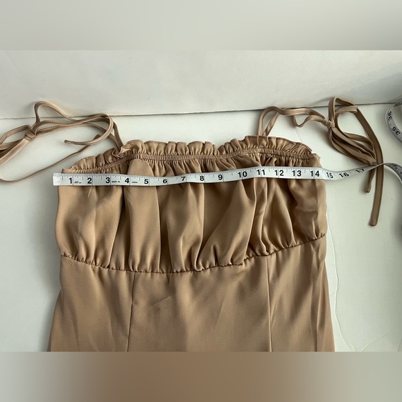 Fashion Nova Women Satin Mini Dress Tie Spaghetti Straps Size M Ruched Bust - Picture 10 of 13